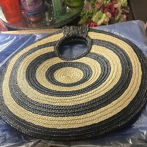Black and Cream Woven Circular Handbag by Bay Sky